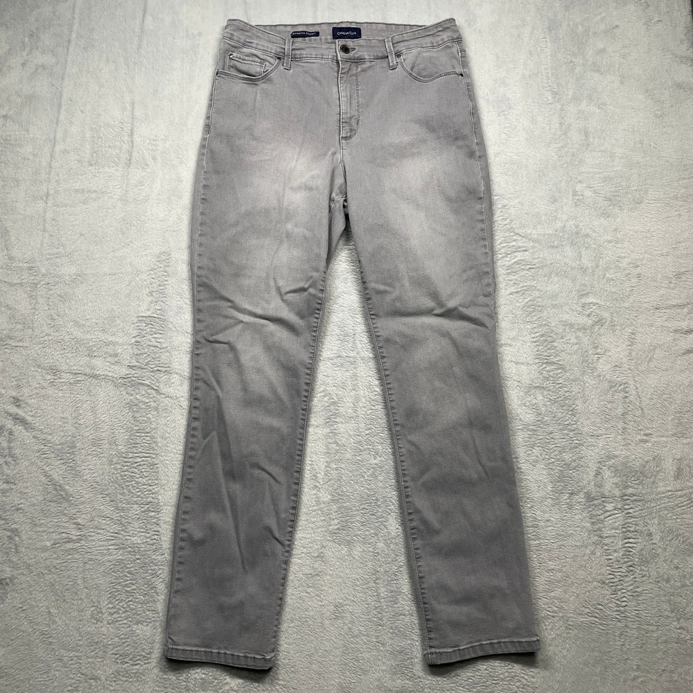 Charter Club Lexington Straight Jeans Womens 12 Grey Stretch Denim Pants